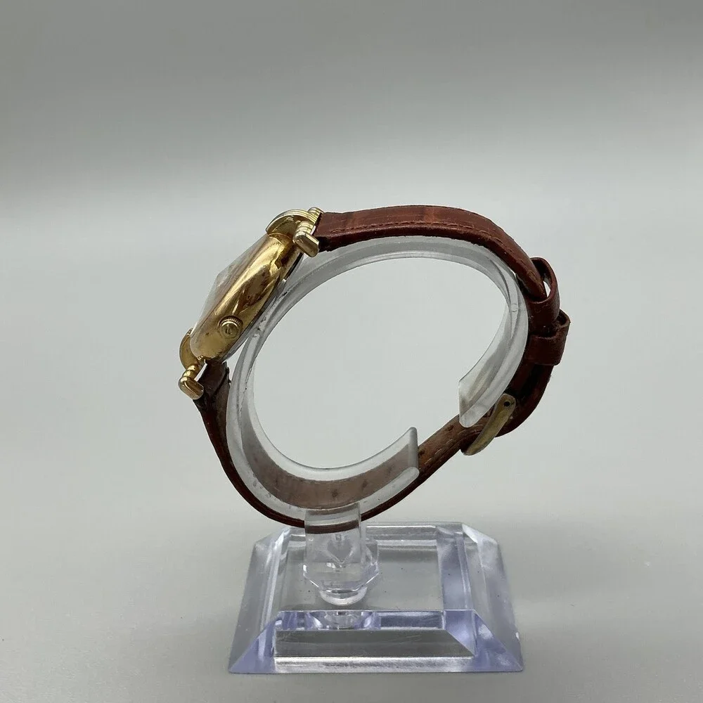 Vintage Fossil PC-9211 Womens Watch 27mm MOP Rivoli Brown Leather New Battery